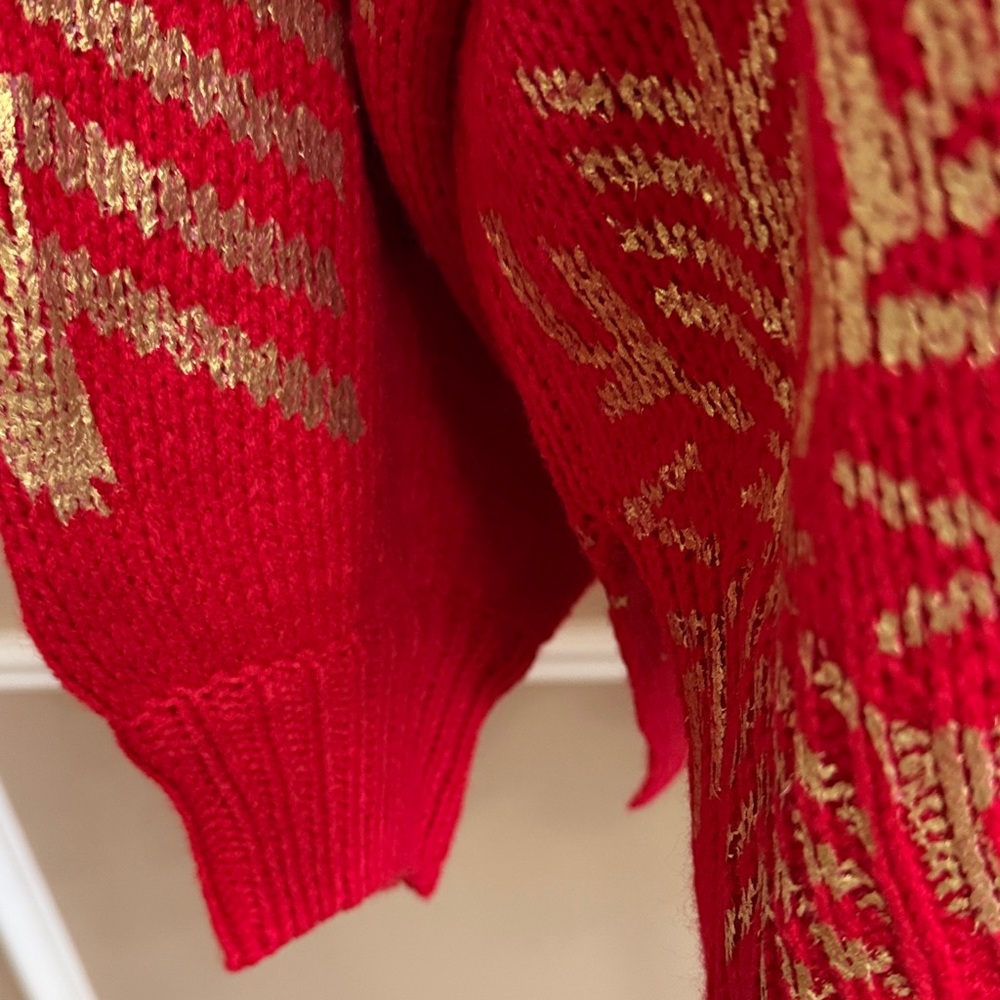 Festive Red and Gold Snowflake Sweater - Picture 5 of 11